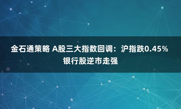 金石通策略 A股三大指数回调:沪指跌0.45% 银行股逆市走强